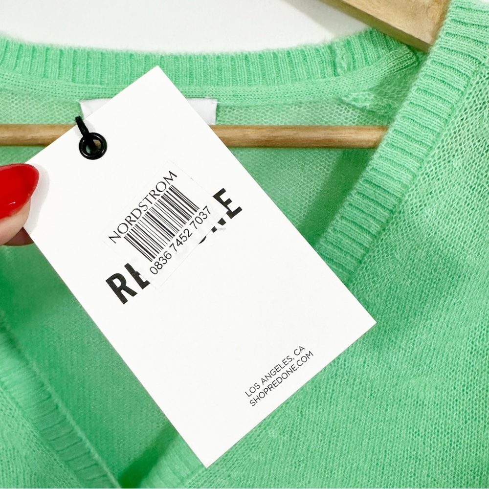 NWT RE/DONE 60S Wool Alpaca Knit Button Down Cardigan Sweater in Spearmint - Picture 10 of 13
